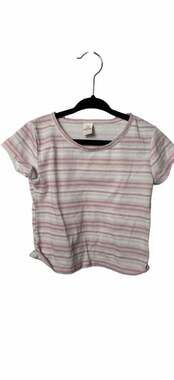 Sweet Butterfly Pink and White Striped Short Sleeve T-Shirt Size 4T_K35